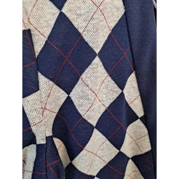 Vintage Stuart Allan Petites Blue and White Argyle Cardigan Size 8 - Picture 2 of 6